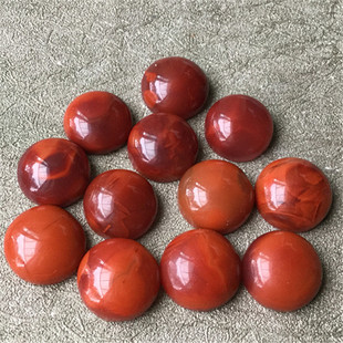 12MM天然四川瓦西料南红玛瑙小戒面 柿子红玫瑰红配饰121
