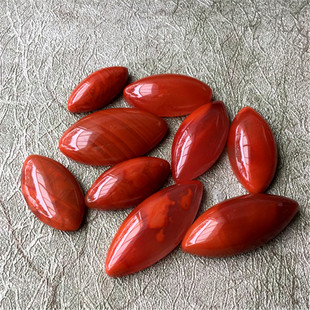 天然南红玛瑙川料柿子红火焰纹马眼戒面镶嵌戒指697