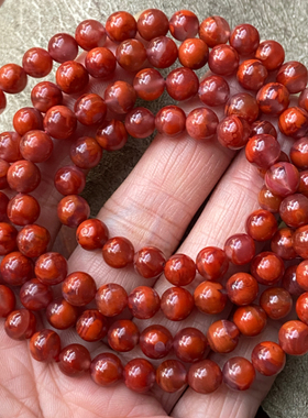 6.4毫米天然南红玛瑙九口火焰纹手串diy玫瑰红多圈手链