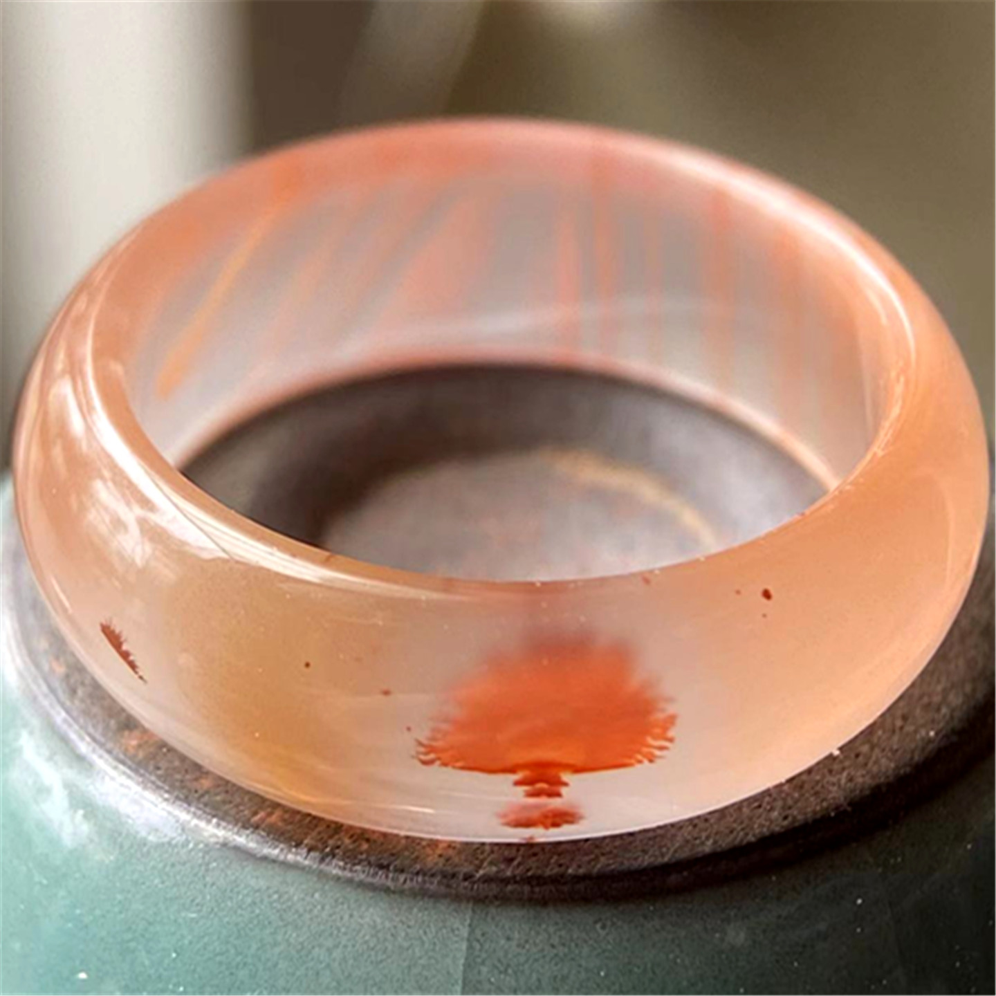 天然川料南红玛瑙指环火焰纹 冰飘特色草花扳指戒指17--18圈口