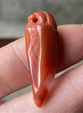 天然南红玛瑙九口柿子红小辣椒如意吊坠挂件项链