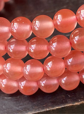 3.5毫米天然四川凉山料项链 冰透粉嫩南红玛瑙多圈念珠手串