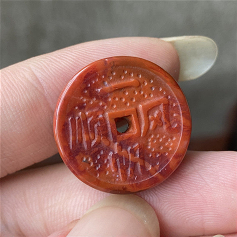 天然手工雕刻南红玛瑙一路平安一帆风顺背云吊坠