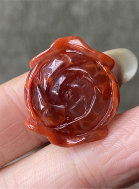 天然川料南红玛瑙玫瑰吊坠雕件 柿子红花开富贵雕刻挂饰项坠