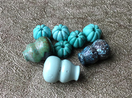 特价天然原矿绿松石高瓷迷你南瓜珠小葫芦diy散珠配饰700