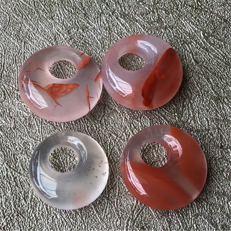 直径14--15毫米天然南红玛瑙九口料鱼眼吊坠4个  特价