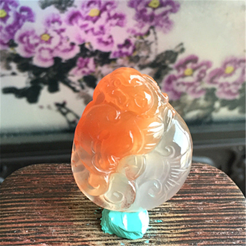 天然川料南红玛瑙貔貅吊坠雕件 冰飘瑞兽雕刻挂饰项坠