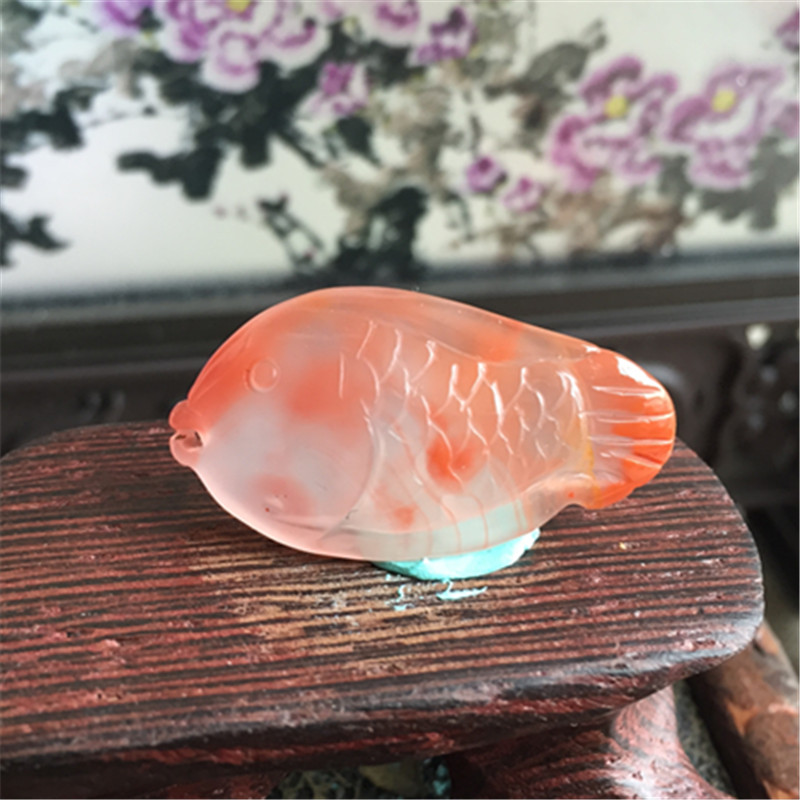 天然川料连年有余锦鲤南红玛瑙