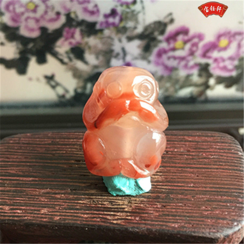 天然川料南红玛瑙猴子背云 冰飘生肖挂件雕刻项坠