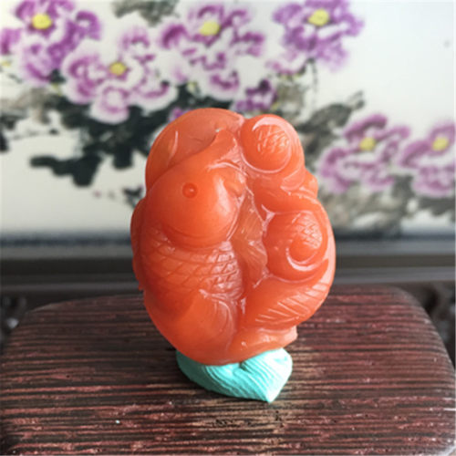 连年有余满色满肉锦鲤南红玛瑙