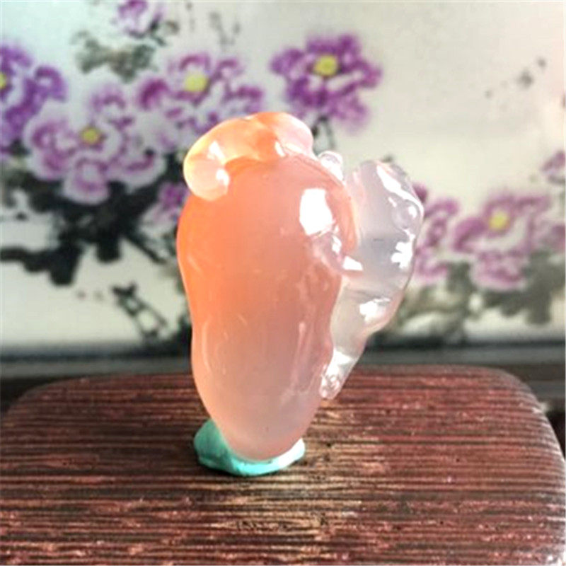 精品川料南红玛瑙鼠来宝小雕件  冰糯种寿桃雕刻吊坠挂件