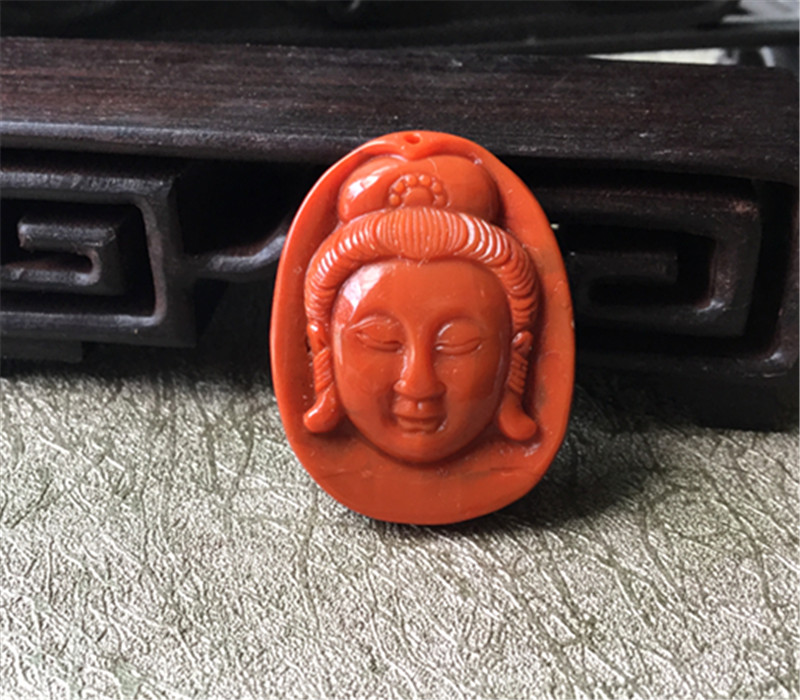 天然川料观音雕刻挂饰南红玛瑙