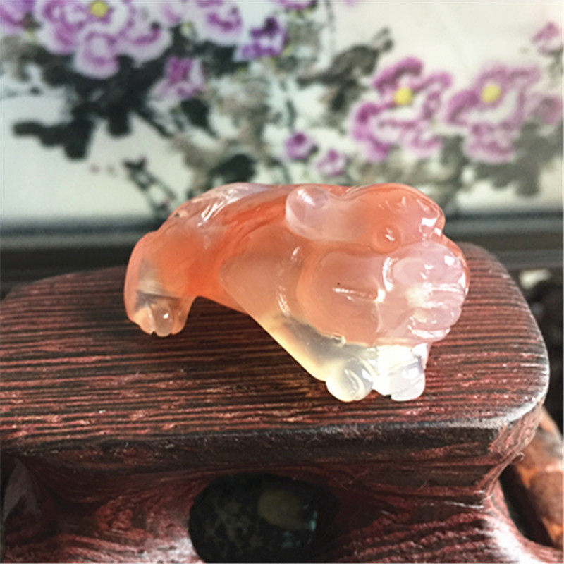 天然四川南红玛瑙玉石吊坠小雕件 冰飘貔貅雕刻瑞兽挂件项坠