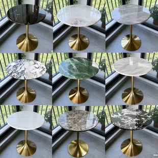 大理石清吧西餐咖啡厅奶茶甜品餐饮店酒店洽谈商用售楼部圆方桌子