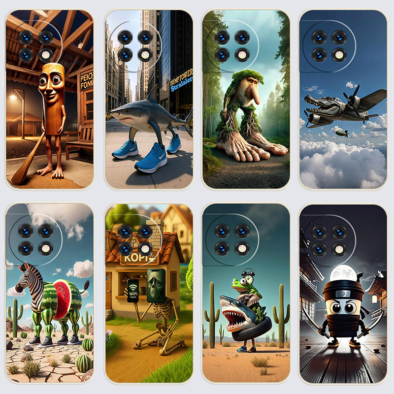 一加11手机壳PHB110国外山海经木棍人通通哥直边软壳phb11o软胶1+l1磨砂保护套全包边卡通新款防摔潮流时尚潮