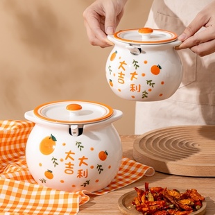 陶瓷调味罐猪油罐子家用耐高温带盖装荤油辣椒油专用容器储存罐子