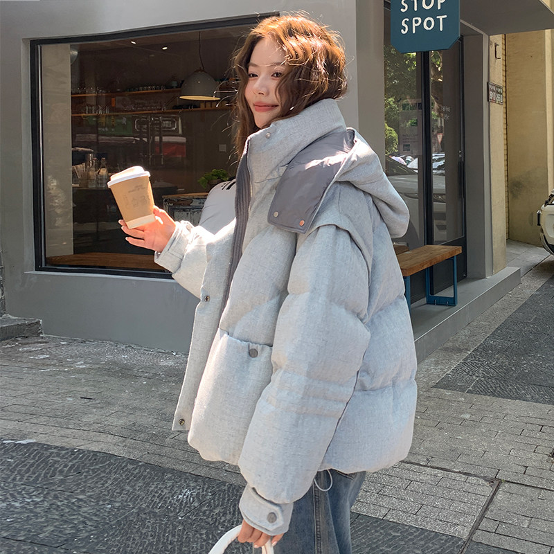 25冬新90绒撞色摩登拼接短款连帽羽绒服170-2567-P285-418,女装羽绒服,浙宝170