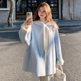 2冬新斗篷甜美兔耳朵双面呢大衣中长款外套170-2583-P305-K448，女装毛呢外套，浙宝170