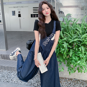 网红爆款牛仔连体裤女夏2025新款高腰阔腿裤气质轻熟风爆款连衣裤图片