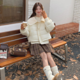 24冬新90绒大翻领羊羔毛拼接羽绒服170A-2258-P268-K388，女装羽绒服，浙宝170