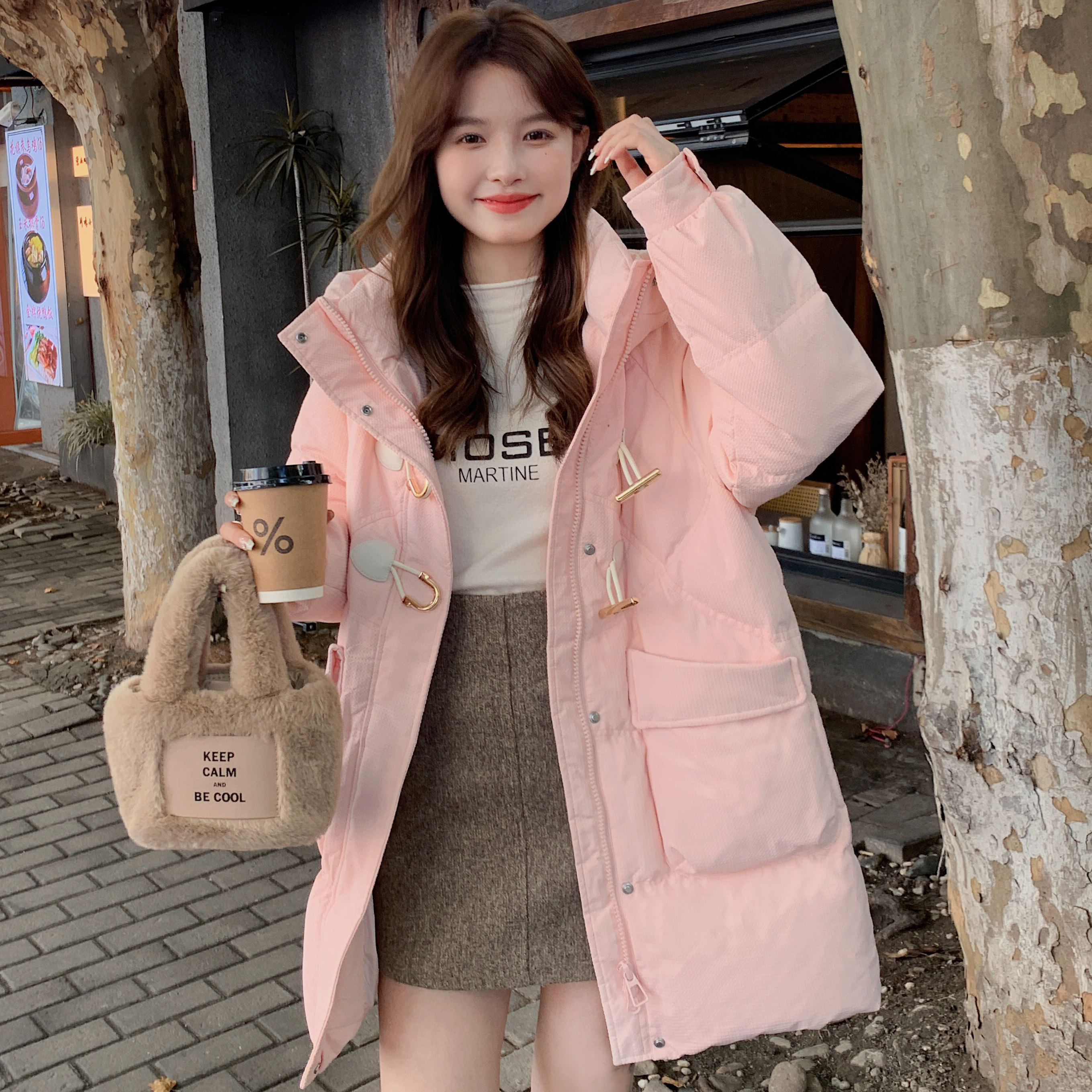 现货金属牛角扣中长款棉衣外套170A-2355-P185-K278,女装棉衣/棉服,浙宝170