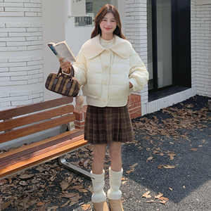 24冬新 90绒大翻领羊羔毛拼接羽绒服 170A-2258-P268-K388图片