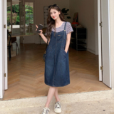 宽松休闲减龄牛仔背带连衣裙女夏2025新款网红炸街假裙子，女装连衣裙，浙宝170