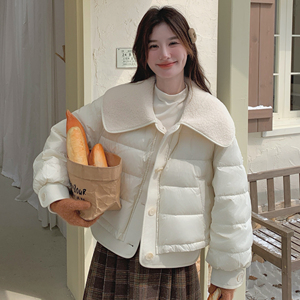 24冬新 90绒大翻领羊羔毛拼接羽绒服 170A-2258-P268-K388图片