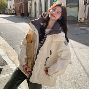 现货50绒工装风两色撞色连帽羽绒服170A-2369-P265-K388