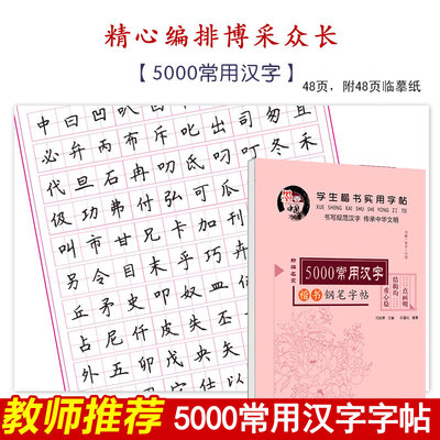 中小学生钢笔楷书成人练字帖5000常用汉字字帖正楷硬笔临摹儿童字帖青少年男女楷书速成字帖字帖女生字体漂亮字帖 练字 大学生