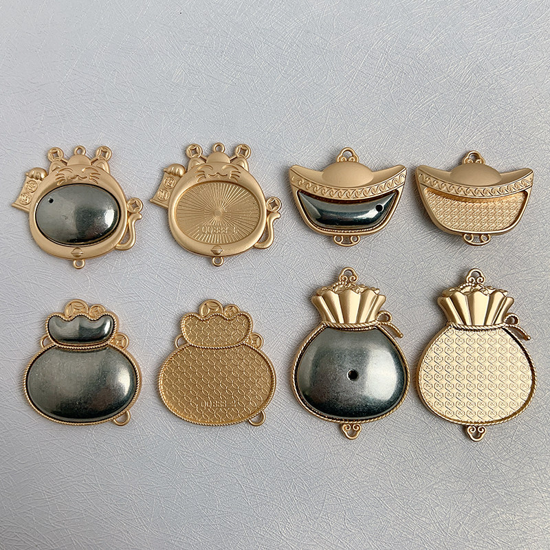 手工diy双面元宝钱袋空托宋锦贴布底胎手作汉服挂饰配件吊坠中式