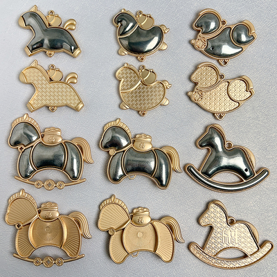 宋锦贴布diy手工饰品挂饰底胚马上有钱吊坠双面空托手作挂件底胎