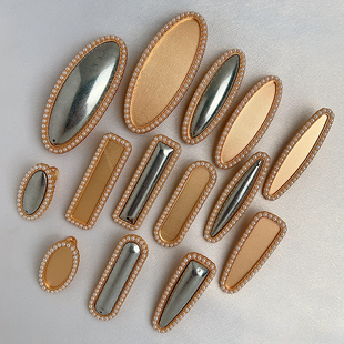 手工diy发夹底胚宋锦贴布鸭嘴夹空托珍珠椭圆弹簧夹发饰点翠手作