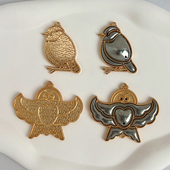 diy手工挂饰纸鸢哑金色宋锦包布艺底胎托挂件材料呆毛鸟吊坠合金