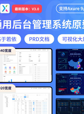 Axure9原型设计通用后台管理系统类若依高保真交互产品含PRD文档