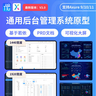 Axure9原型设计通用后台管理系统类若依高保真交互产品含PRD文档