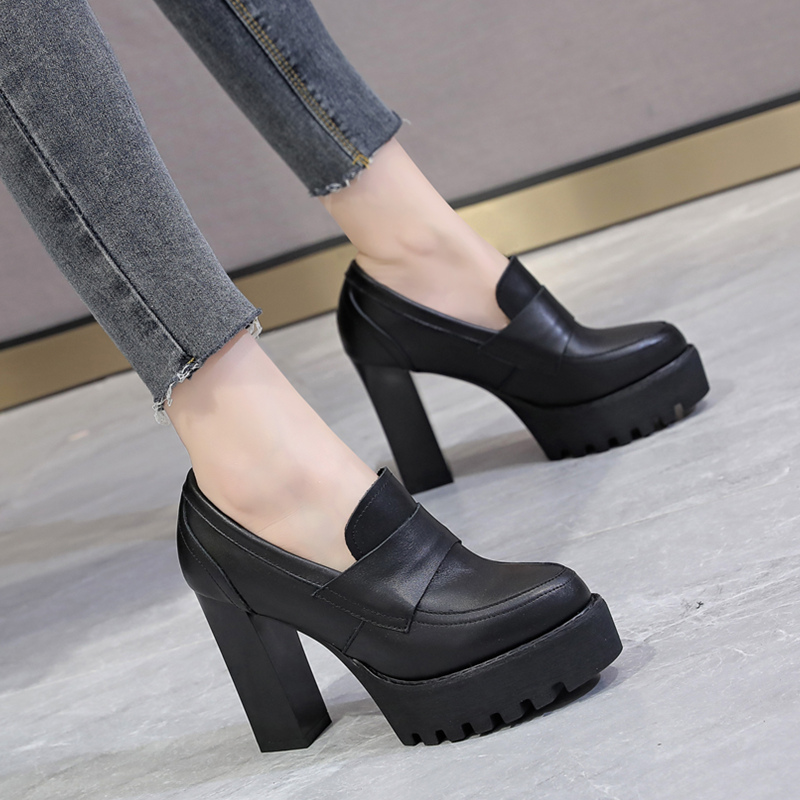 真皮高跟防水台单鞋小皮鞋工厂价