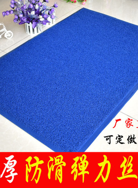 加厚蓝色大门口进门地毯丝圈防滑脚垫欢迎光临门垫门厅除尘地毯垫