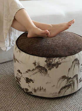 宋式新中式蒲团坐墩懒人沙发客厅墩子国潮地毯坐垫凳沙发脚墩可拆