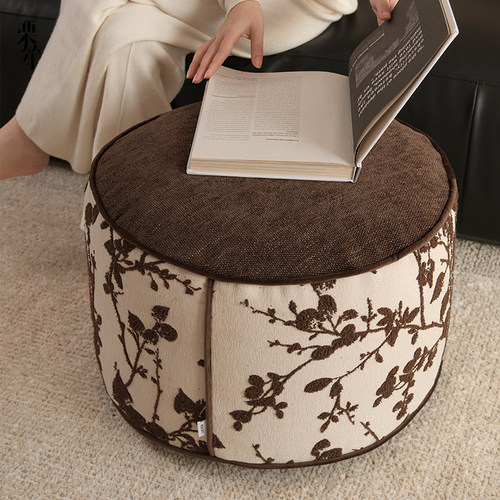 新中式复古花卉坐墩蒲团