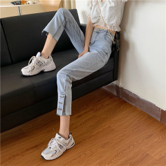 Real photo real price early autumn 2020 new skinny high straight tube high waist light color small leg jeans