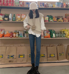 Real shot real price ~ the upper body is much thinner immediately! This issue B buy favorite high waist thin stretch straight jeans