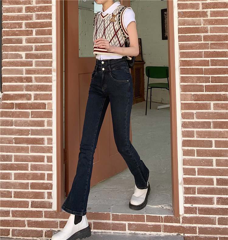Real shot real price ~ second change chopsticks leg micro trumpet jeans women's autumn high waist SLIM STRAIGHT pants