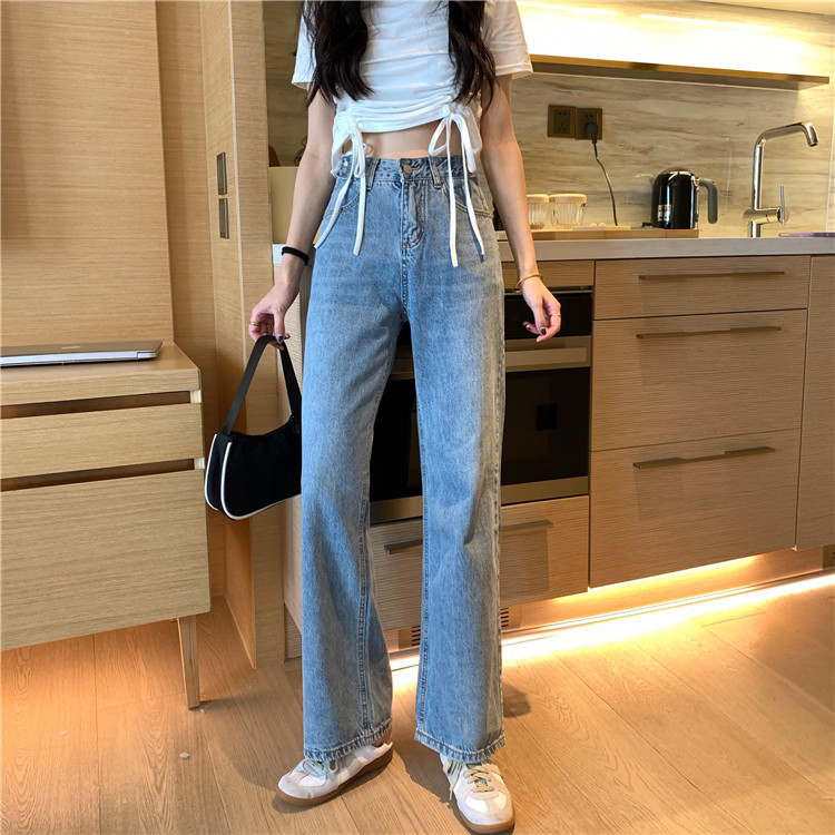 New high waist loose retro SLIM STRAIGHT wide leg jeans in early autumn 2020