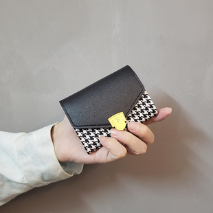 【20卡位】千鸟格印花女士卡包搭扣时尚小清新多卡位学生小卡夹