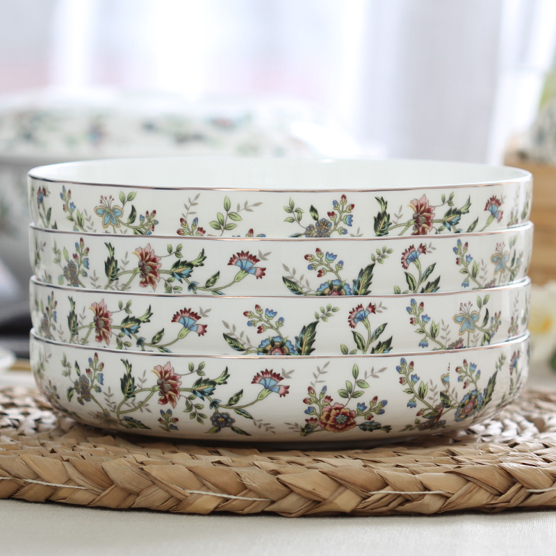 窝盘圆盘家用微波骨瓷深盘菜盘