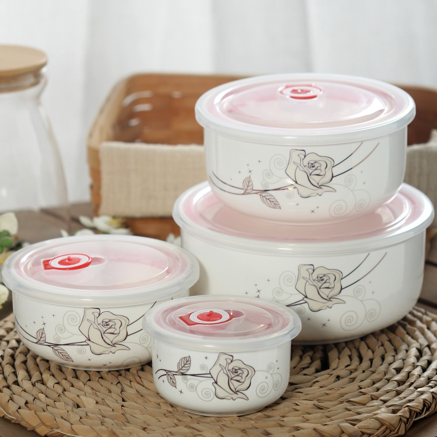 无铅泡面碗微波饭盒蒸蛋带盖带饭