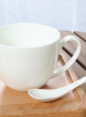 食品级釉下彩早餐杯燕麦杯陶瓷杯子麦片杯牛奶杯无铅骨瓷家用带盖