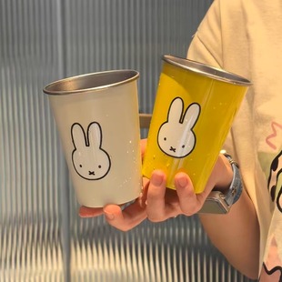 304不锈钢可爱米菲兔漱口杯情侣款 小众大学生宿舍家用 高级感时尚