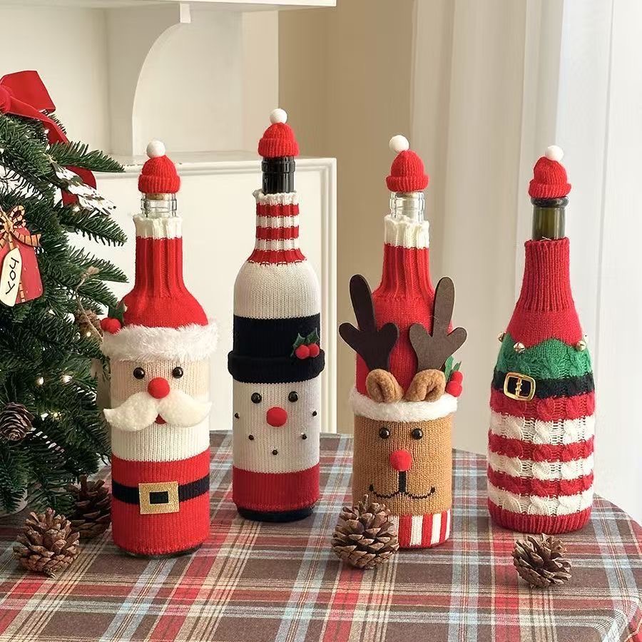 毛绒红酒套酒瓶套系列派对橱窗氛围圣诞节啤酒瓶装扮高档立体布置